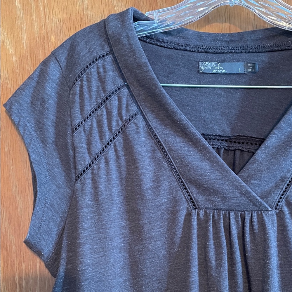 Prana Women's Gray V-Neck Top - size L - Picture 3 of 6